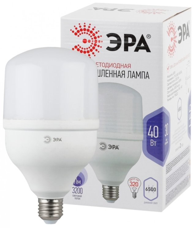 Светодиодная лампа E27 40W 6500К (холодный) Эра LED POWER T120-40W-6500-E27 (Б0027006)