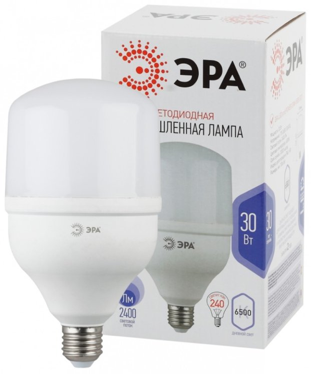 Светодиодная лампа E27 30W 6500К (холодный) Эра LED POWER T100-30W-6500-E27 (Б0027004)