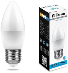 Лампа светодиодная Feron LB-97 Свеча E27 7W 6400K 25883