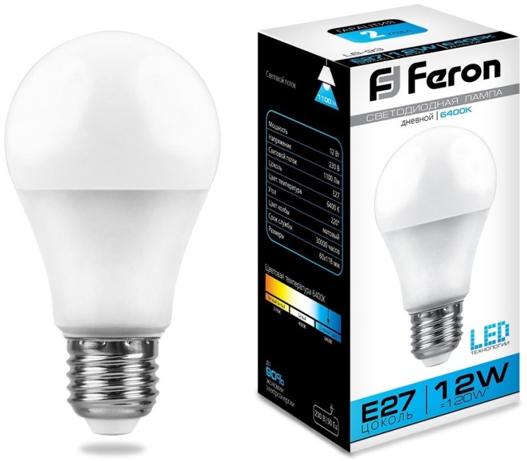 Лампа светодиодная Feron LB-93 Шар E27 12W 6400K 25490