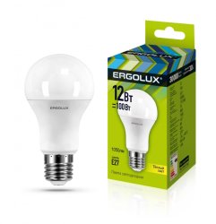 Набор из 10 шт, Светодиодная лампа E27 12W 3000K (теплый) Ergolux LED-A60-12W-E27-3K (12150)