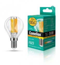 Филаментная лампа E14 12W 3000К (теплый) G45 Camelion LED12-G45-FL/830/E14 (13712)