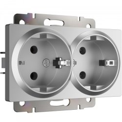 Розетка двойная с заземлением (серебряный) Werkel W1172006 Розетка двойная с заземлением (серебряный) Werkel W1172006