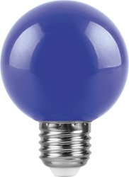 Светодиодная лампа E27 3W (синий) G60 Feron LB-371 (25906)