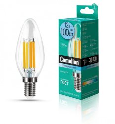 Светодиодная лампа E14 12W 4500К (белый) C35 Camelion LED12-C35-FL/845/E14 (13709)