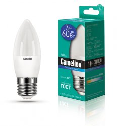 Светодиодная лампа E27 7W 6500К (дневной свет) Camelion LED7-C35/865/E27 (12649)