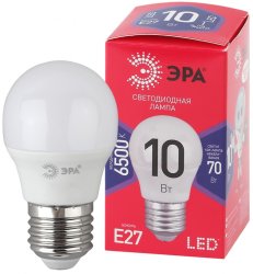 Лампа светодиодная ЭРА E27 10W 6500K матовая P45-10W-865-E27 R Б0045355