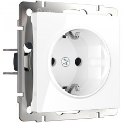 Розетка с заземлением и шторками (белая) Werkel W1171101