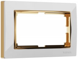 Рамка для двойной розетки (белый/золото) Werkel W0081933