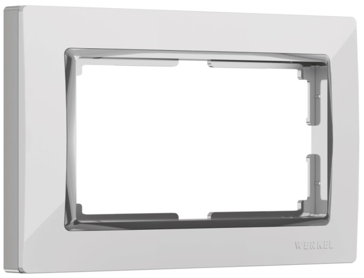 Рамка для двойной розетки (белый/хром) Werkel W0081901