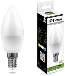 Лампа светодиодная Feron LB-97 Свеча E14 7W 4000K 25476