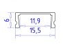 Алюминиевый профиль накладной 15.5*6 для светодиодной ленты до 11мм Ambrella light ILLUMINATION Alum GP1700WH