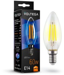 Филаментная светодиодная лампа E14 6W 2800К (теплый) Crystal Voltega 7019