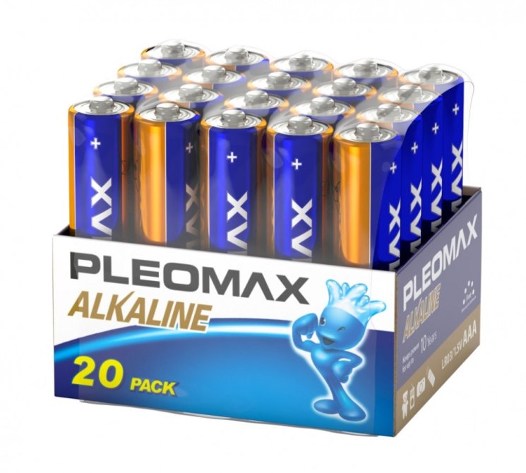 Набор из 20 шт, Батарейки Pleomax LR03-20 bulk Alkaline (20/480/20160) (Б0059832)