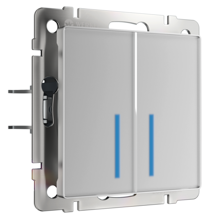 Сенсорный выключатель двухклавишный с подсветкой 1000 Вт (серебряный) Werkel W4520006