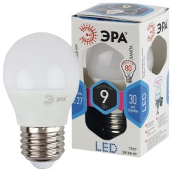 Лампа светодиодная ЭРА E27 9W 4000K матовая LED P45-9W-840-E27 Б0029044