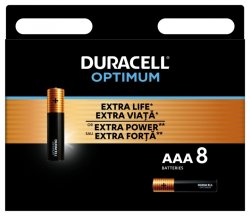 Набор из 8 шт, Батарейки Duracell 5014070 ААА алкалиновые 1,5v 8 шт. LR03-8BL Optimum (Б0056025)