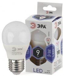 Лампа светодиодная ЭРА E27 9W 6000K матовая LED P45-9W-860-E27 Б0031412