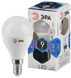 Лампа светодиодная ЭРА E14 9W 4000K матовая LED P45-9W-840-E14 Б0029042