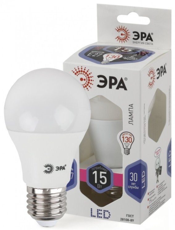 Светодиодная лампа Е27 15W 6000К (холодный) Эра LED A60-15W-860-E27 (Б0031396)