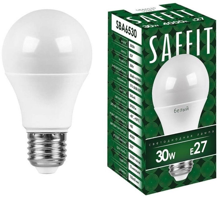 Светодиодная лампа E27 30W 6400K (холодный) Saffit SBA6530 55184