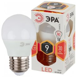 Лампа светодиодная ЭРА E27 9W 2700K матовая LED P45-9W-827-E27 Б0029043