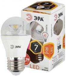 Лампа светодиодная ЭРА E27 7W 2700K прозрачная LED P45-7W-827-E27-Clear Б0017243