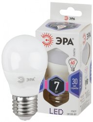 Лампа светодиодная ЭРА E27 7W 6000K матовая LED P45-7W-860-E27 Б0031402