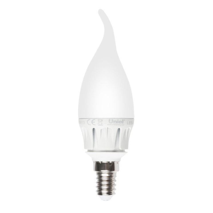 Лампа светодиодная (08137) Uniel E14 6W 3000K матовая LED-CW37-6W/WW/E14/FR ALM01WH