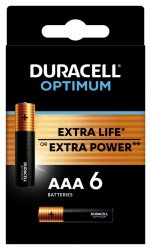 Набор из 6 шт, Батарейки Duracell 5014066 ААА алкалиновые 1,5v 6 шт. LR03-6BL Optimum (Б0056023)