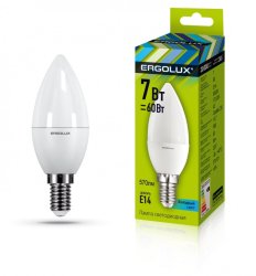 Набор из 10 шт, Светодиодная лампа E14 7W 6500K (холодный) Ergolux LED-C35-7W-E14-6K (12874)