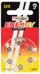 Набор из 6 шт, Батарейки Трофи ZA10-6BL ENERGY POWER Hearing Aid (60/300/45000) (Б0057975)