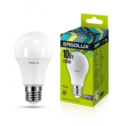 Набор из 10 шт, Светодиодная лампа E27 10W 6500K (холодный) Ergolux LED-A60-10W-E27-6K (12879)