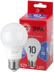 Лампа светодиодная ЭРА E27 10W 6500K матовая A60-10W-865-E27 R Б0045324