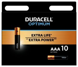 Набор из 10 шт, Батарейки Duracell 5014072 ААА алкалиновые 1,5v 10 шт. LR03-10BL Optimum (Б0056027)