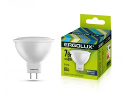 Набор из 10 шт, Светодиодная лампа GU5.3 7W 6500К (холодный) Ergolux LED-JCDR-7W-GU5.3-6K (12881)