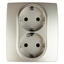 Розетка ЭРА 12 2x2P E Schuko со шторками 16A 250V 12-2104-04 Б0014702