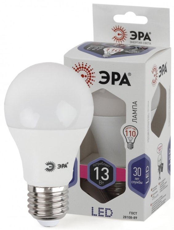 Светодиодная лампа Е27 13W 6000К (холодный) Эра LED A60-13W-860-E27 (Б0031395)