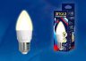 Светодиодная лампа E27 7W 3000K (теплый) Uniel LED-C37 7W-WW-E27-FR PLP01WH (UL-00002414)