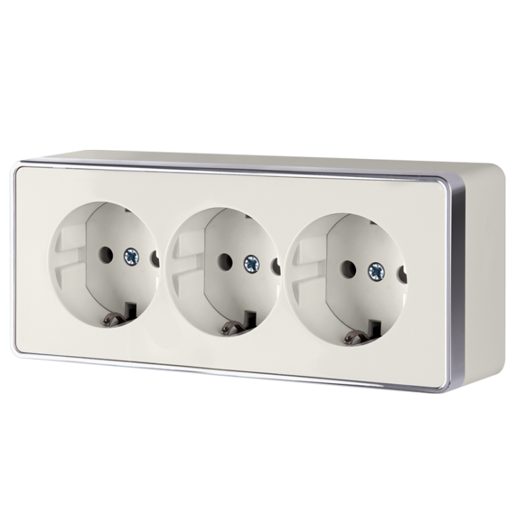 Розетка тройная с заземлением и шторками Gallant (слоновая кость) Werkel W5073103