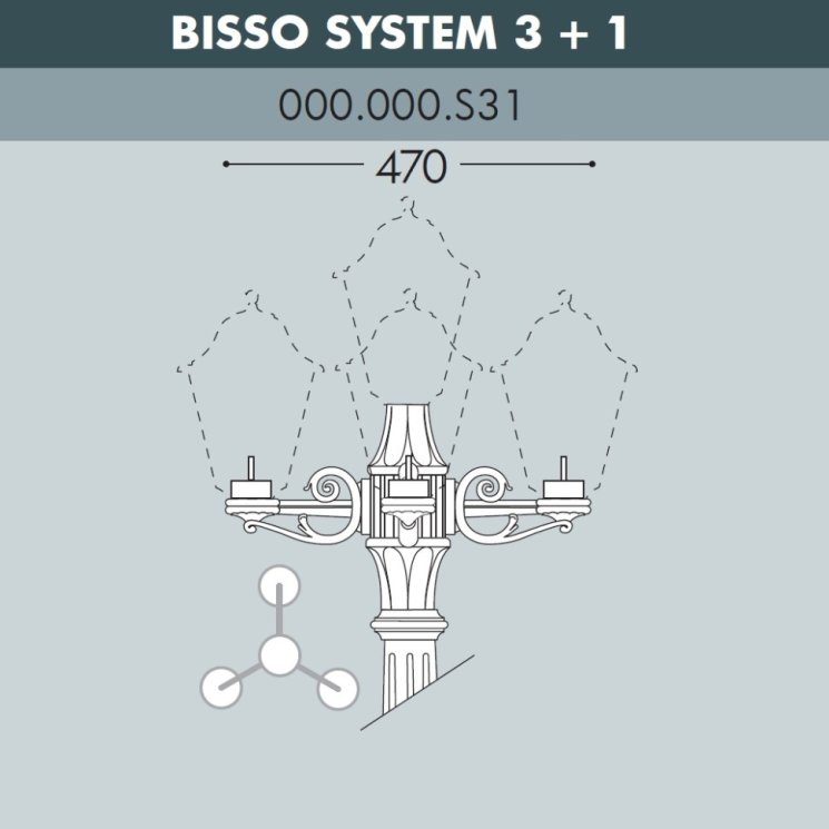 Консоль для паркового фонаря Fumagalli BISSO SYS 3L+1 000.000.S31.A0