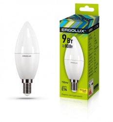 Набор из 10 шт, Светодиодная лампа E14 9W 3000K Ergolux LED-C35-9W-E14-3K 13167