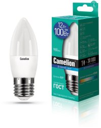 Светодиодная лампа E27 12W 6500К (дневной свет) Camelion LED12-C35/865/E27 (13692)