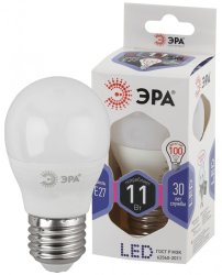 Лампа светодиодная ЭРА E27 11W 6000K матовая LED P45-11W-860-E27 Б0032991