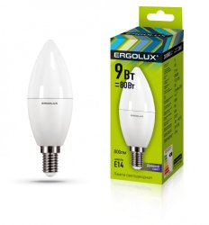 Набор из 10 шт, Светодиодная лампа E14 9W 6500K (холодный) Ergolux LED-C35-9W-E14-6K (13169)