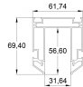 2м. Профиль для монтажа шинопровода в натяжной потолок Denkirs TR3040-AL