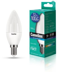 Светодиодная лампа E14 12W 6500К (дневной свет) Camelion LED12-C35/865/E14 (13691)