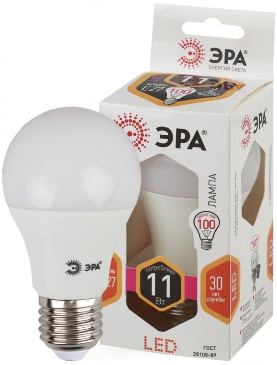 Светодиодная лампа Е27 11W 2700К (теплый) Эра LED A60-11W-827-E27 (Б0030910)