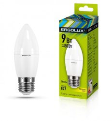 Набор из 10 шт, Светодиодная лампа E27 9W 3000K (теплый) Ergolux LED-C35-9W-E27-3K (13170)