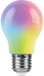 Светодиодная лампа E27, 3W, RGB, A50 для гирлянд белт-лайт CL25, CL50, Feron LB-375 (38118)